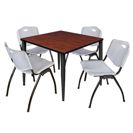 Regency Kahlo Square Table & Chair Sets, 36 W, 36 L, 29 H, Wood, Metal, Plastic Top, Cherry TPL3636CHBK47GY